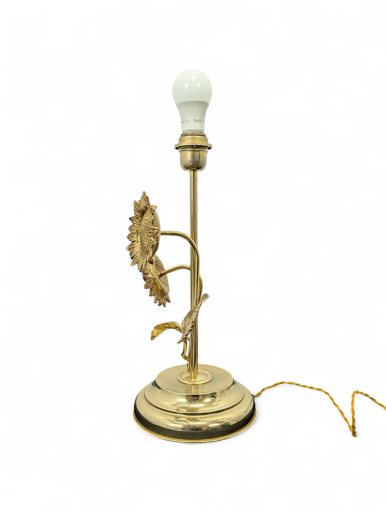 Sunflower patterned brass table lamp 2