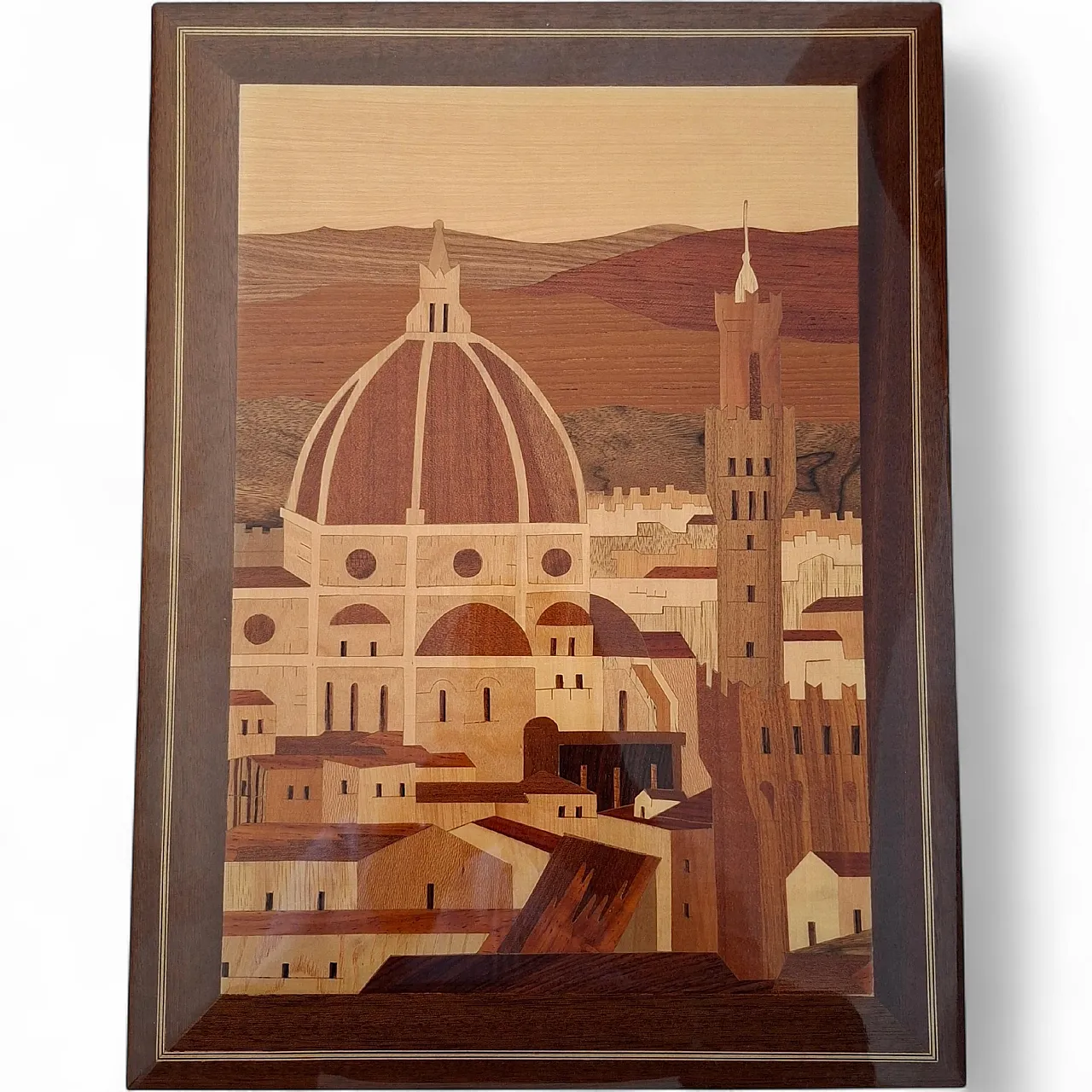 Panorama Florence, wooden inlay painting, 1980s 8