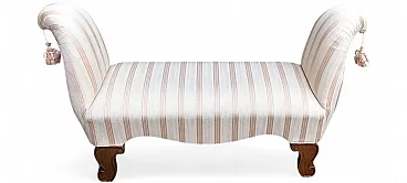 Scendiletto in legno lavorato e stoffa, anni '60