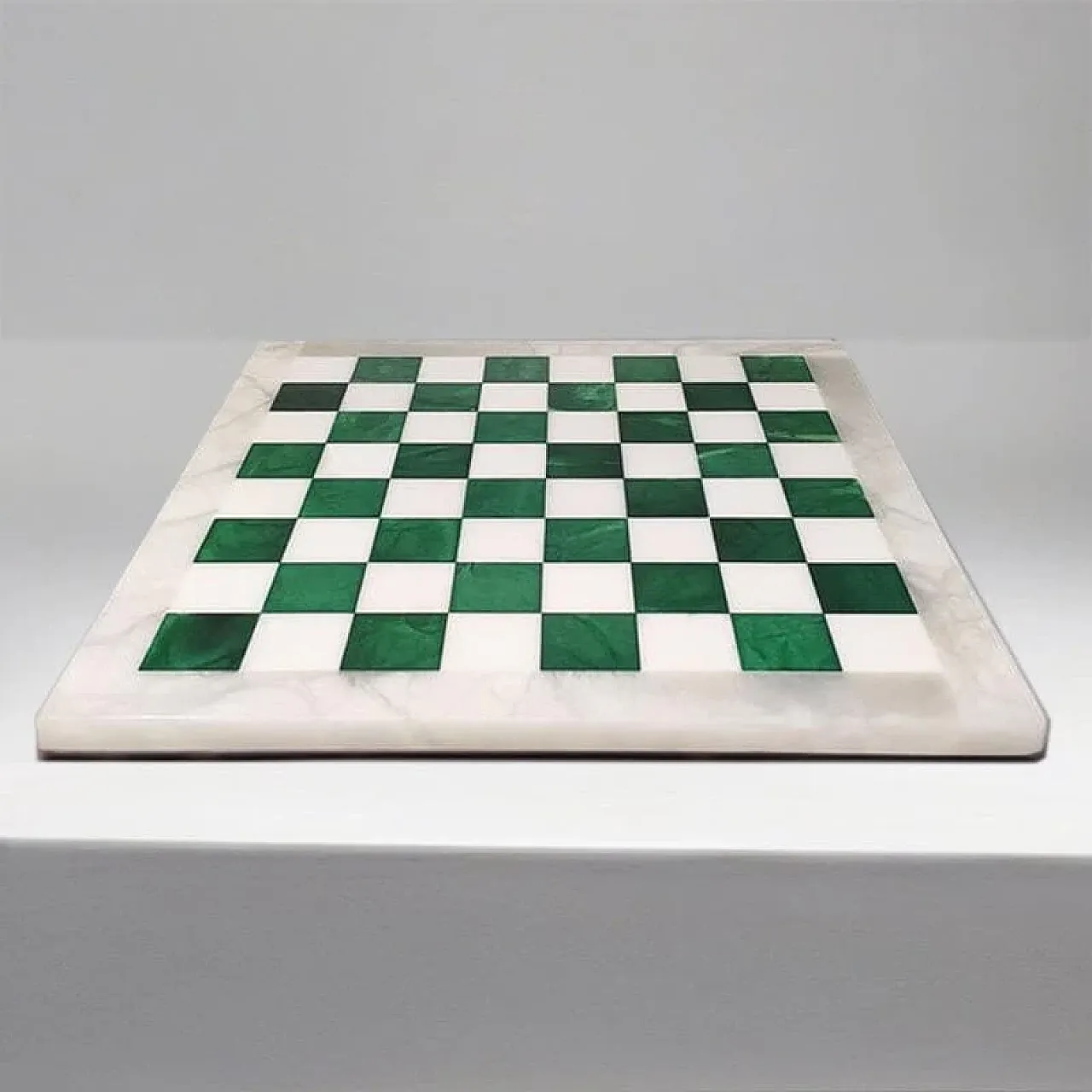 Volterra alabaster chess set in forest green and white, 1970s 5