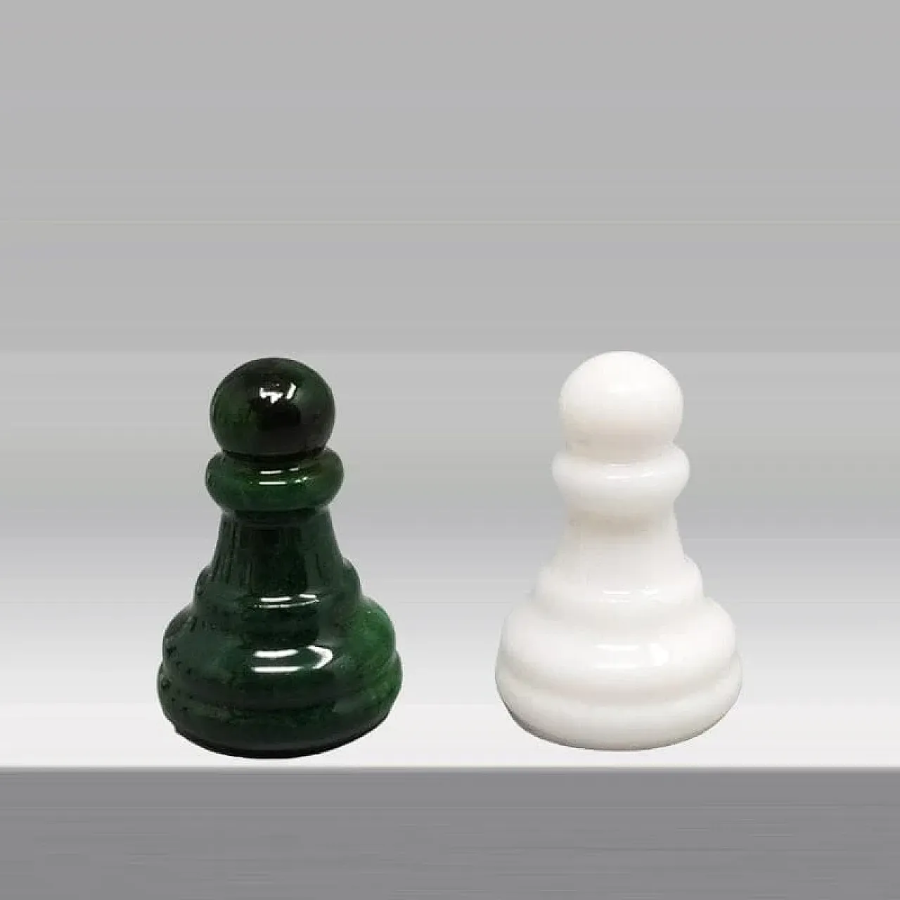 Volterra alabaster chess set in forest green and white, 1970s 11