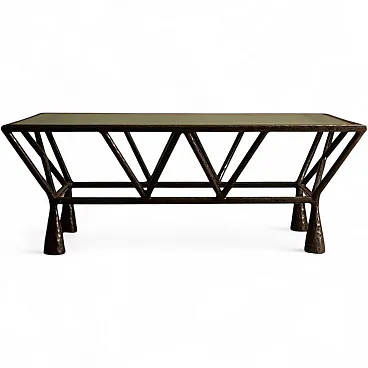 Zebra coffee table in iron and glass, 1990s