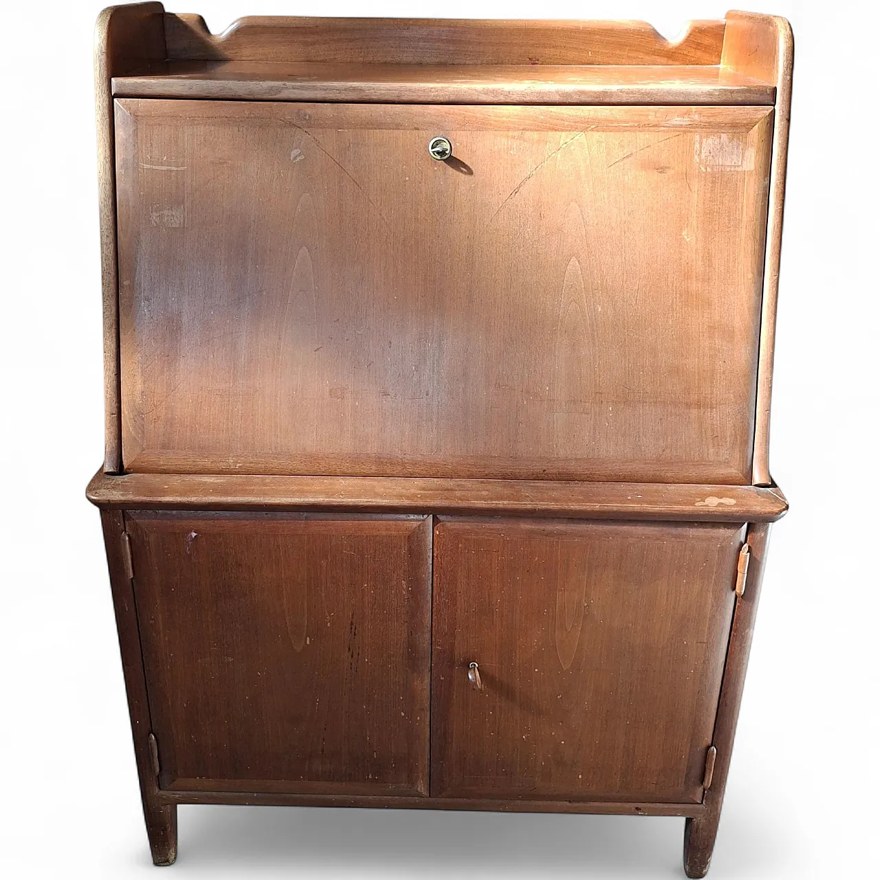 Wooden drop-leaf writing desk secretaire, 1960s 20