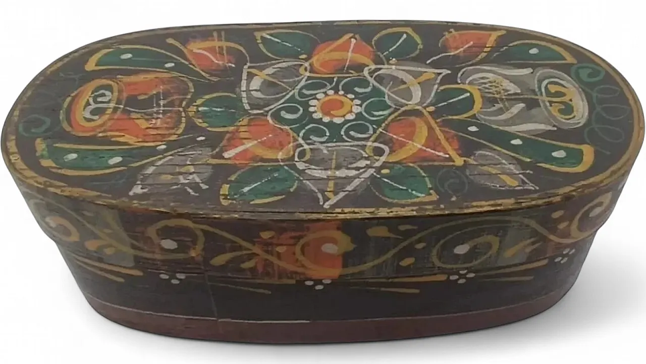 Scatola dipinta Tirolo in faggio curvo e abete, '800 9