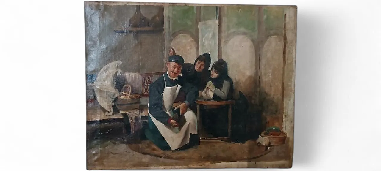 Il calzolaio, olio su tela, scuola italiana, '800 12