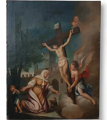 Crocifissione, olio su tela, scuola italiana, '700