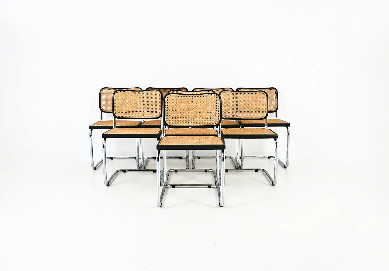 8 Sedie da pranzo stile B32 di Marcel Breuer, 80s 1
