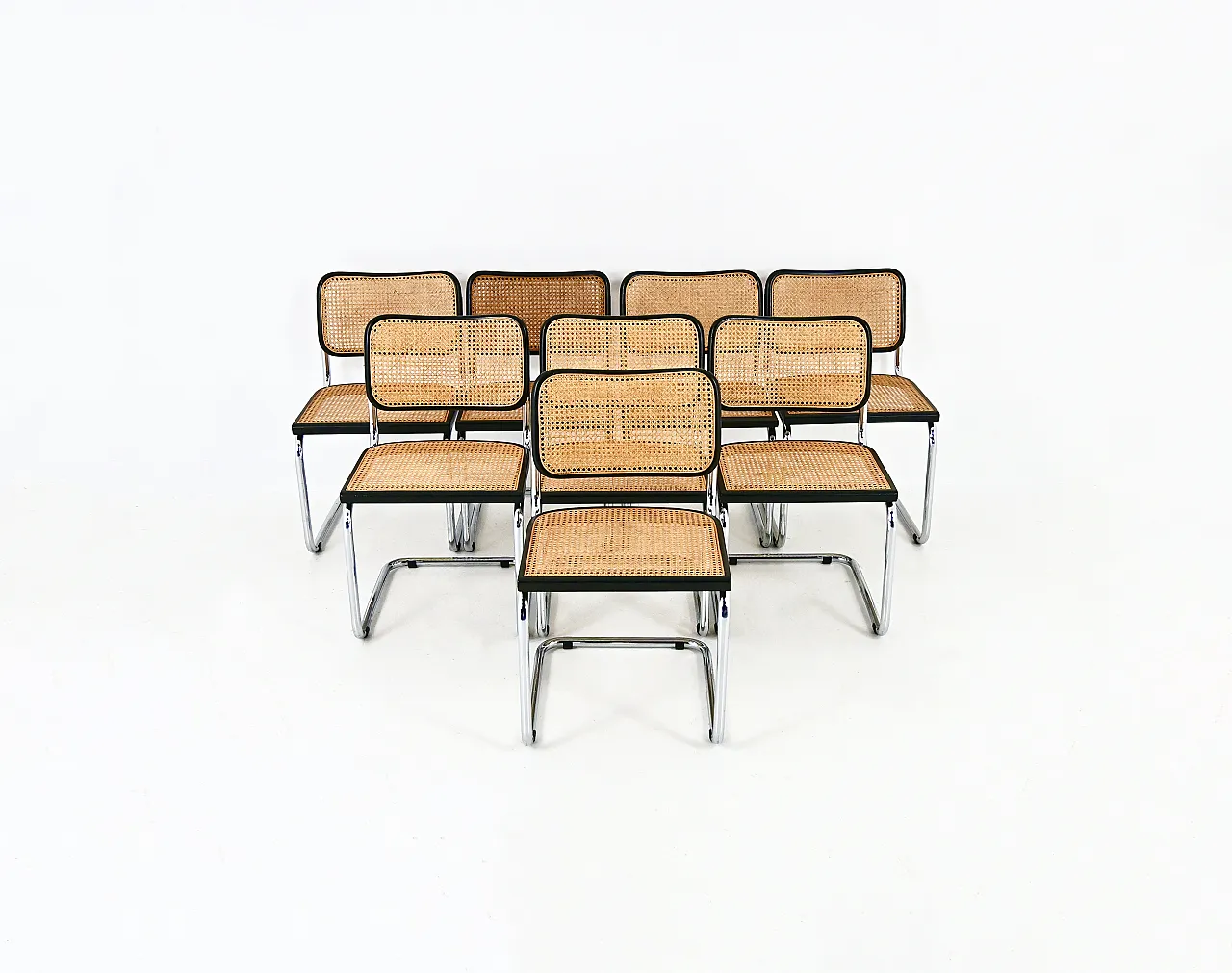 8 Sedie da pranzo stile B32 di Marcel Breuer, 80s 2