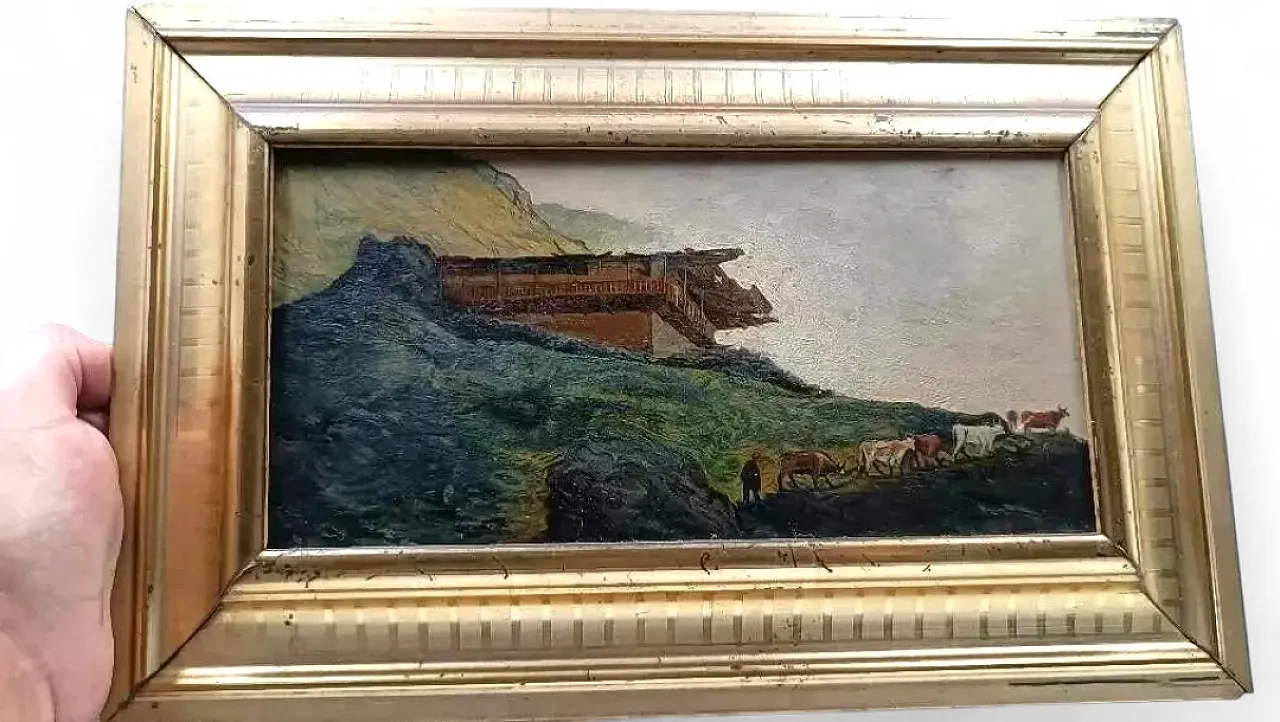Paesaggio montano, olio su cartone, fine '800 8