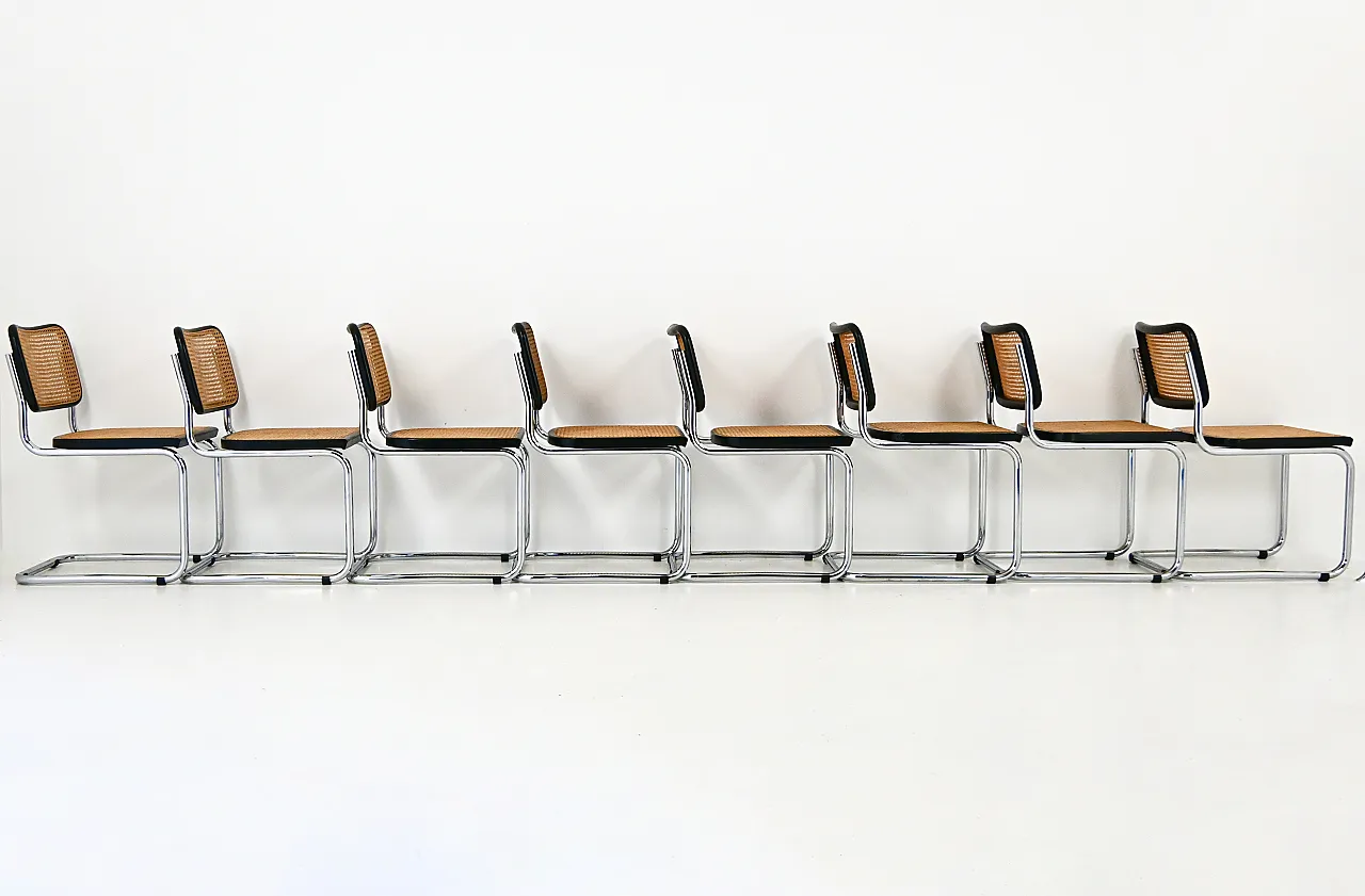8 Sedie da pranzo stile B32 di Marcel Breuer, 80s 4