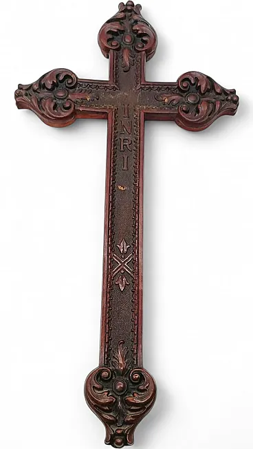 Croce in legno intagliato, '800