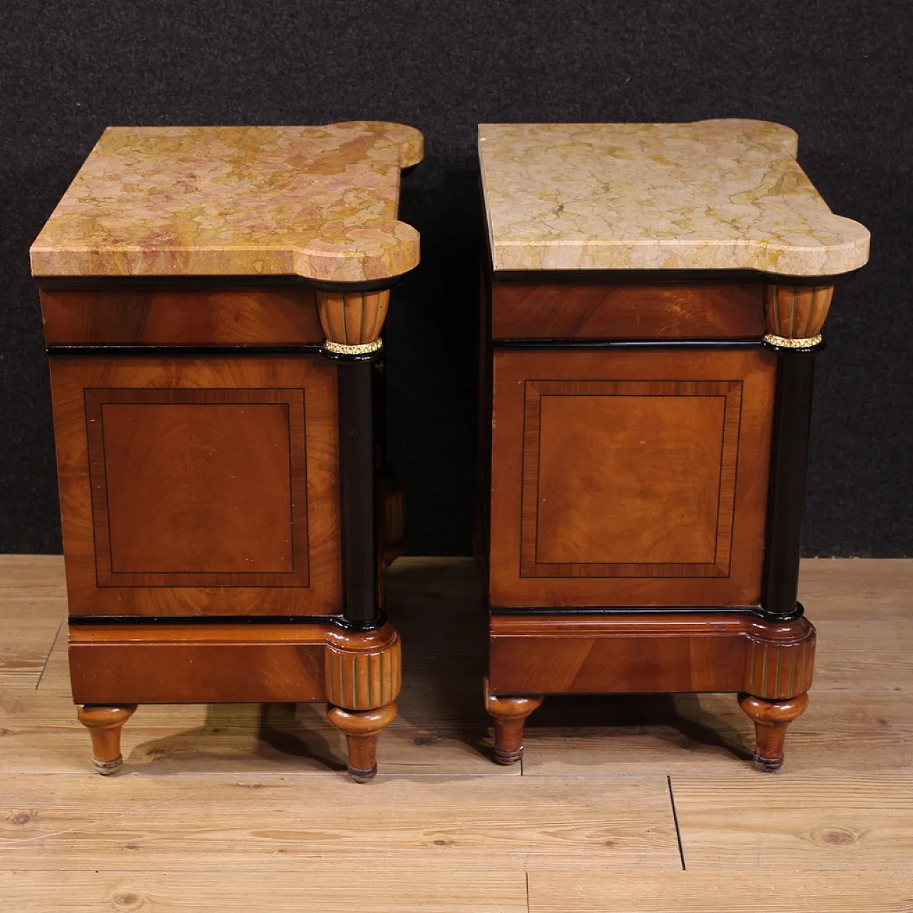 Pair of Italian bedside tables marble top, 20th century 5