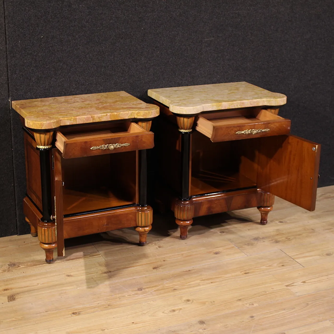Pair of Italian bedside tables marble top, 20th century 9