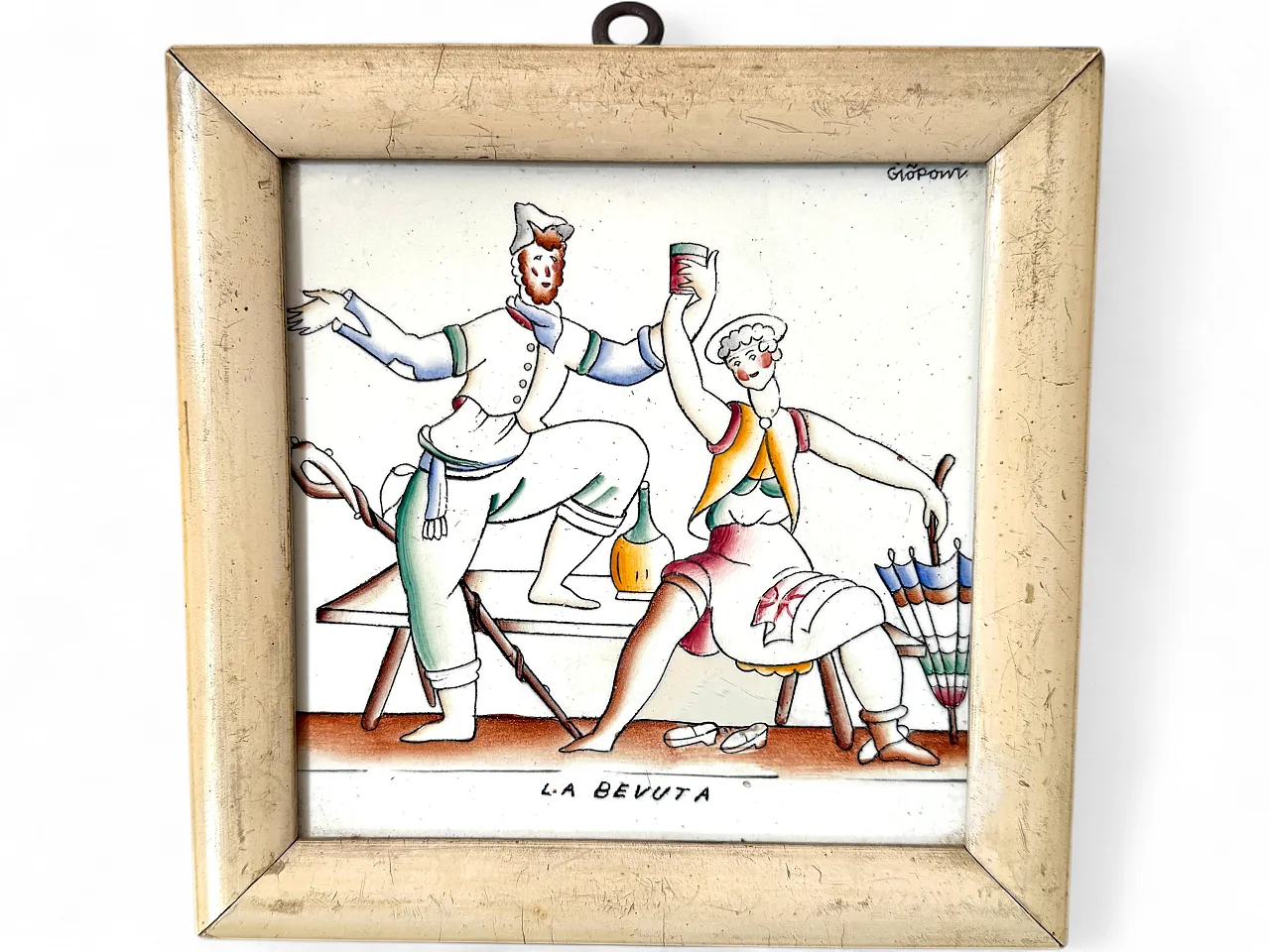 Piastrella La Bevuta di Gio Ponti per Richard Ginori, anni '30 7