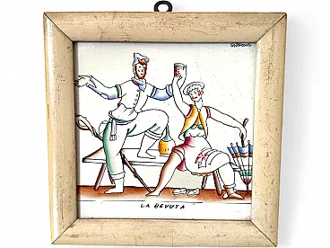 Piastrella La Bevuta di Gio Ponti per Richard Ginori, anni '30