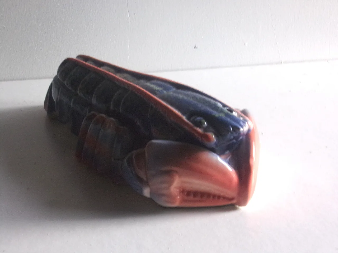 Rare Large Lobster Faience Terrine in Pink and Blue, 70s 2