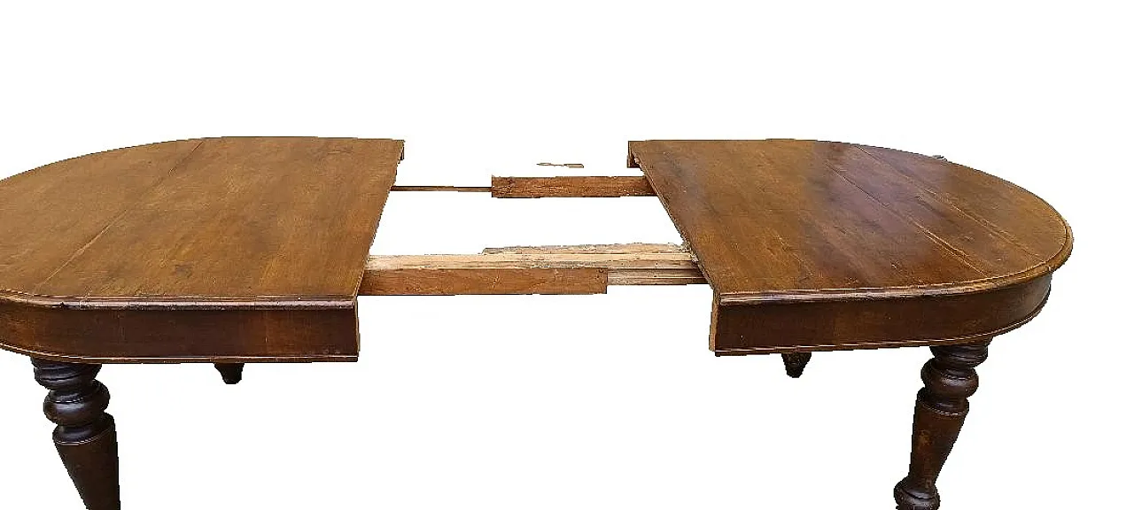 Tavolo allungabile in noce con gambe in olmo, metà '800 5