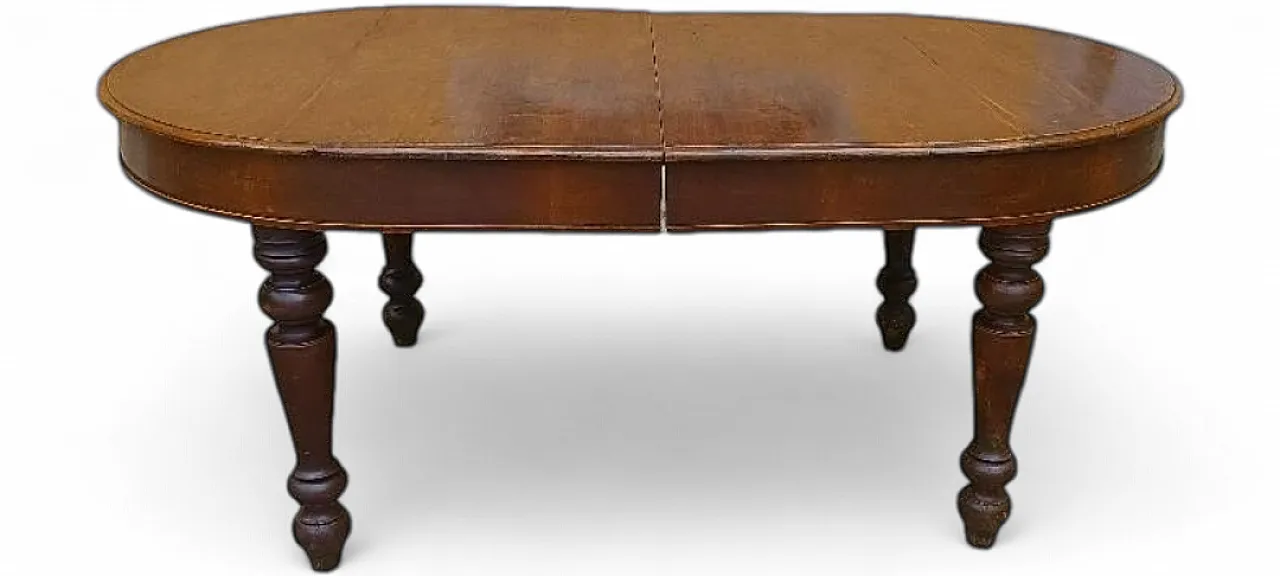 Tavolo allungabile in noce con gambe in olmo, metà '800 9
