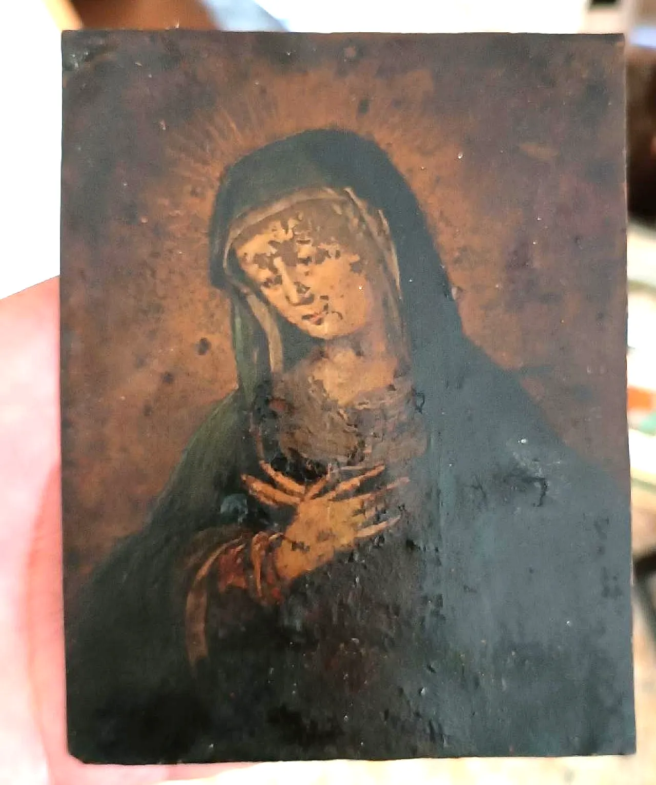 Virgin Mary, copper painting, 18th century 1