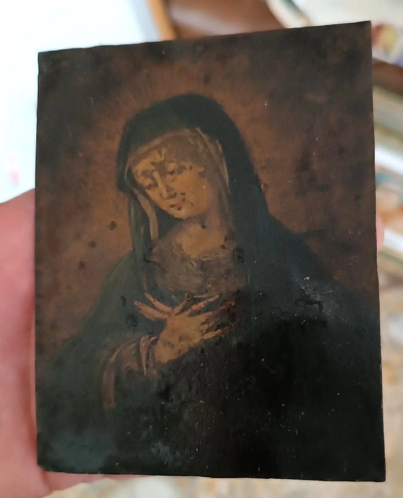 Virgin Mary, copper painting, 18th century 2