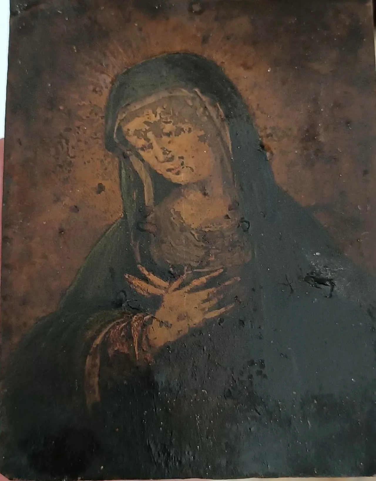 Virgin Mary, copper painting, 18th century 3