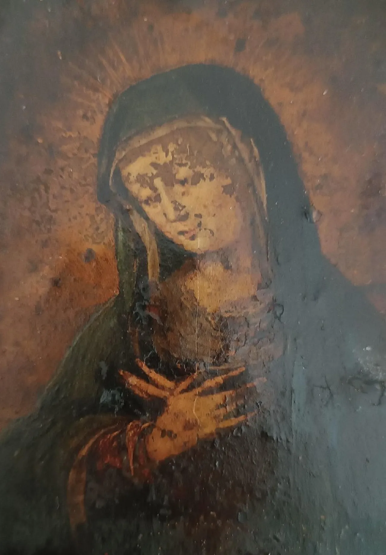 Virgin Mary, copper painting, 18th century 5