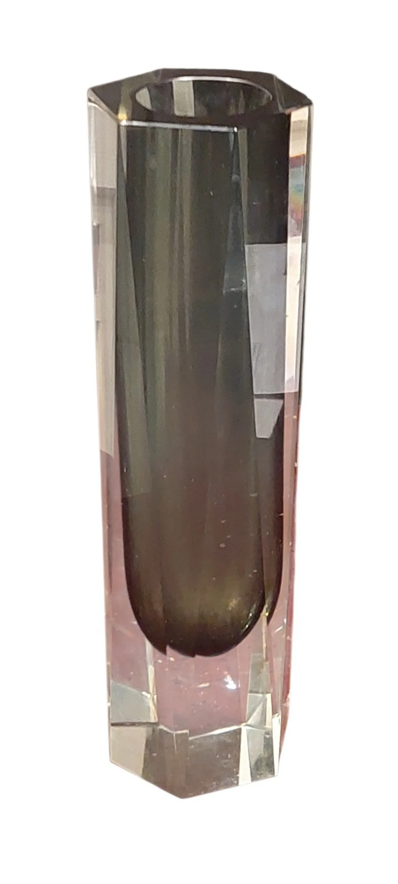 Vaso trasparente grigio fumo in vetro di Murano Sommerso, anni '60 1