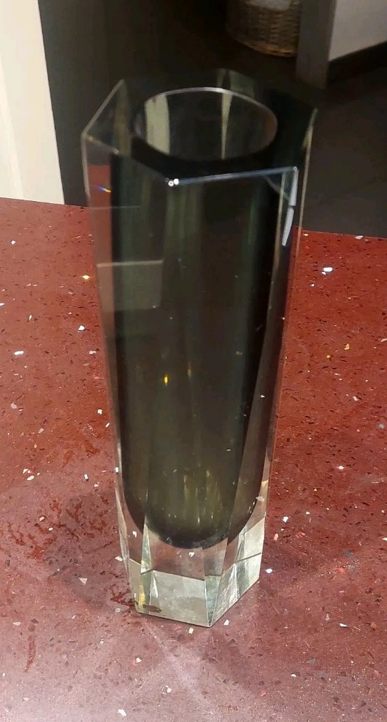 Vaso trasparente grigio fumo in vetro di Murano Sommerso, anni '60 2