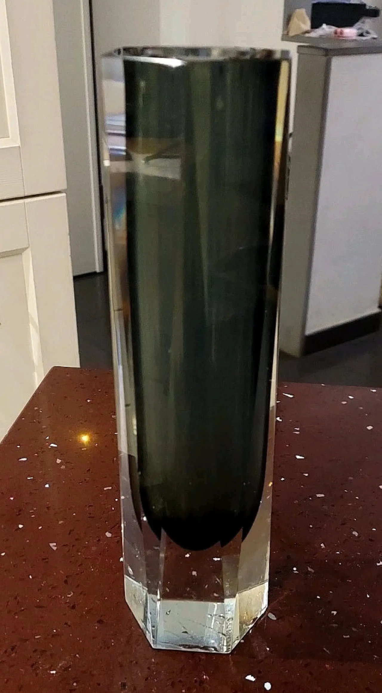 Vaso trasparente grigio fumo in vetro di Murano Sommerso, anni '60 3