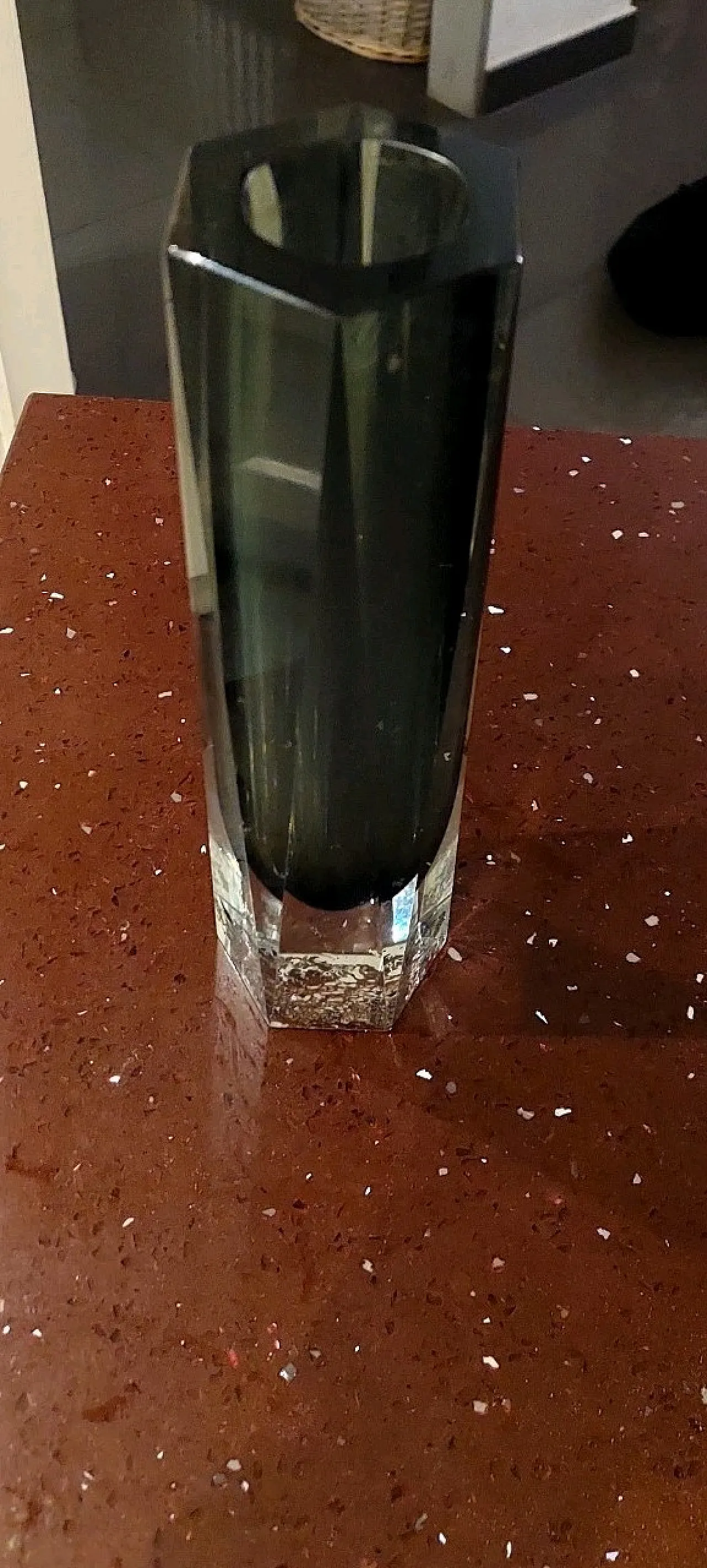 Vaso trasparente grigio fumo in vetro di Murano Sommerso, anni '60 4