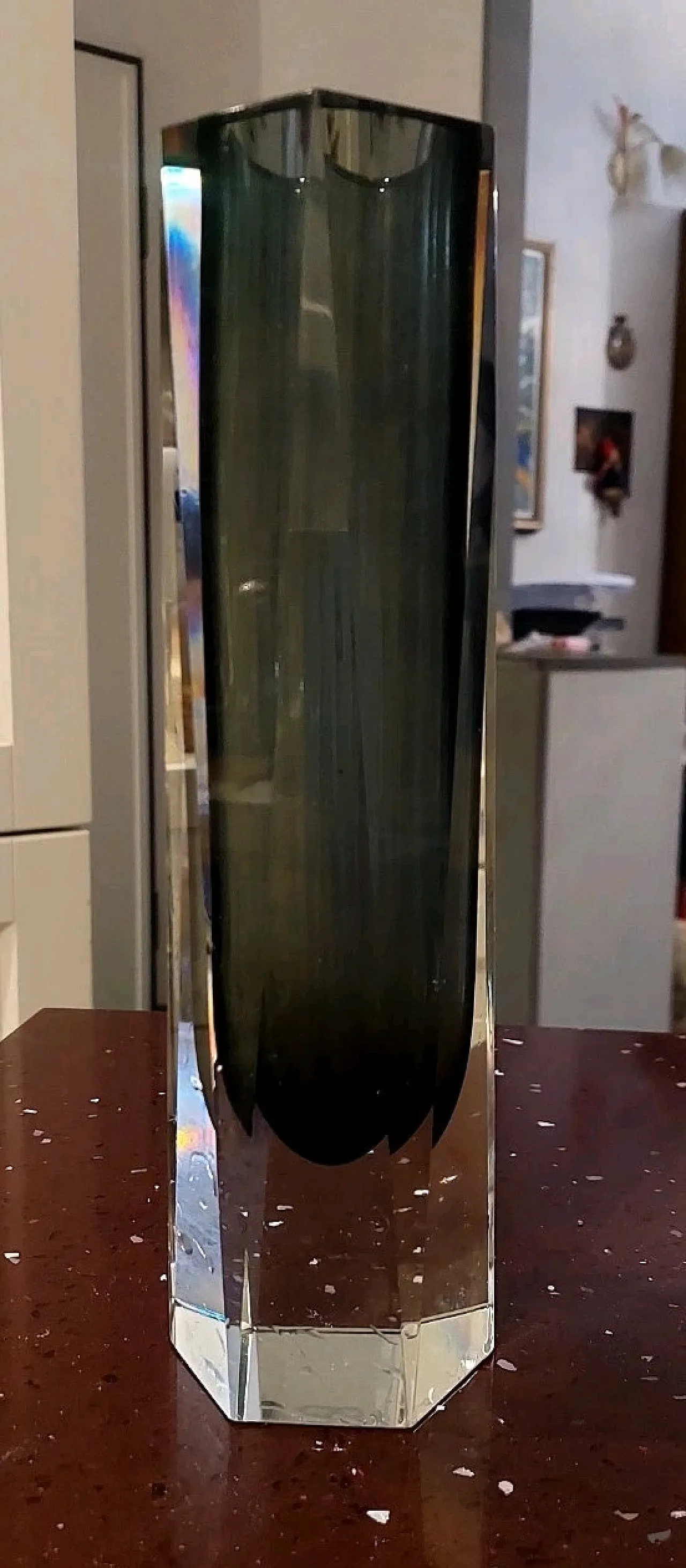 Vaso trasparente grigio fumo in vetro di Murano Sommerso, anni '60 5