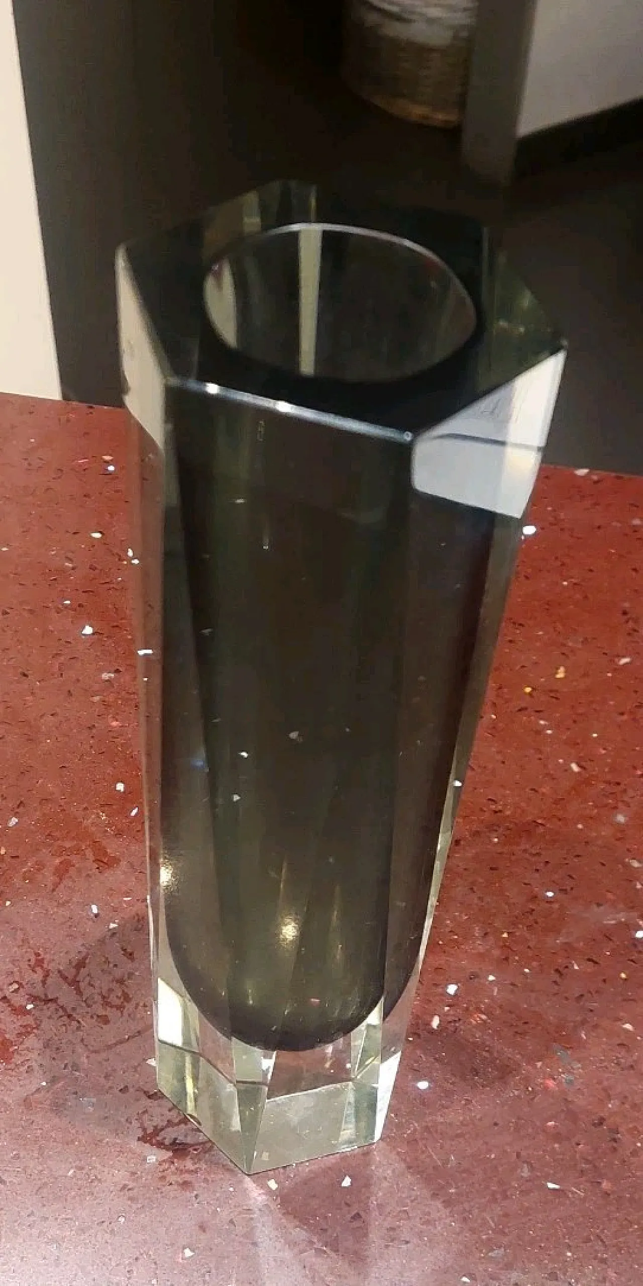 Vaso trasparente grigio fumo in vetro di Murano Sommerso, anni '60 10