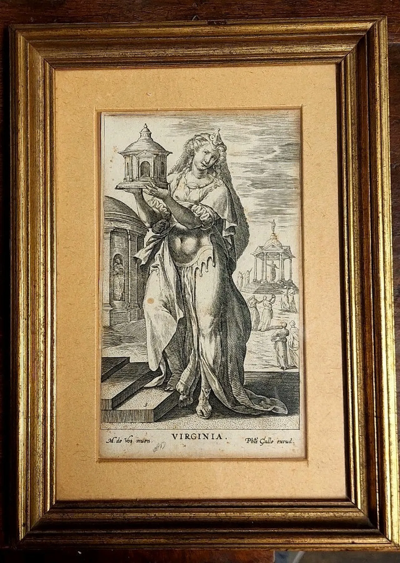 Virginia by Philip Galle, chisel engraving, 16th century 1