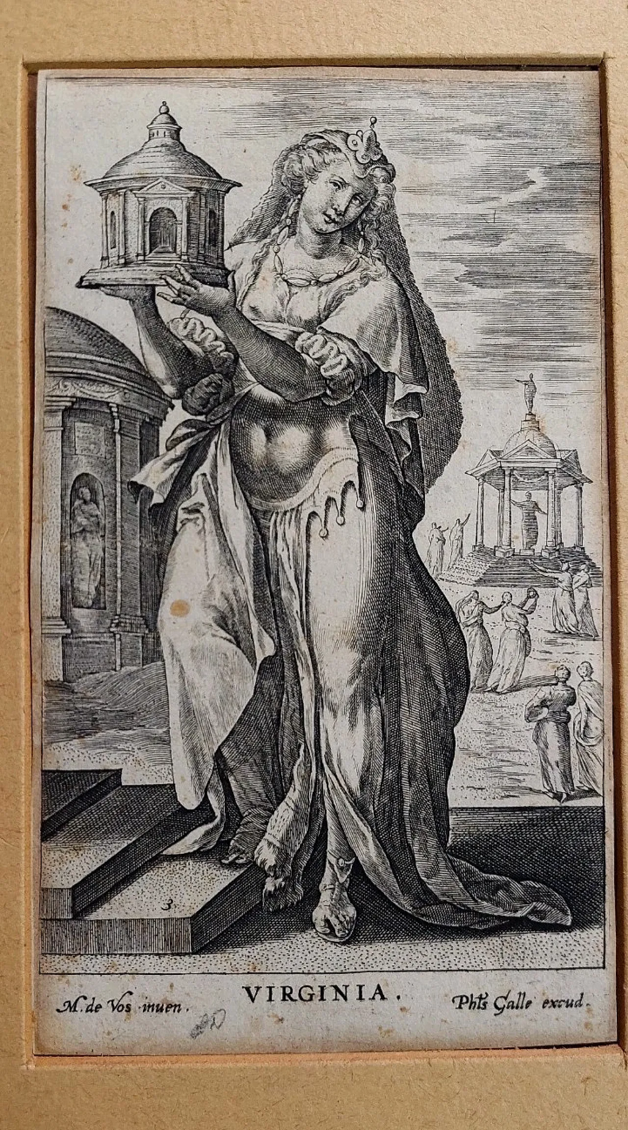 Virginia by Philip Galle, chisel engraving, 16th century 2