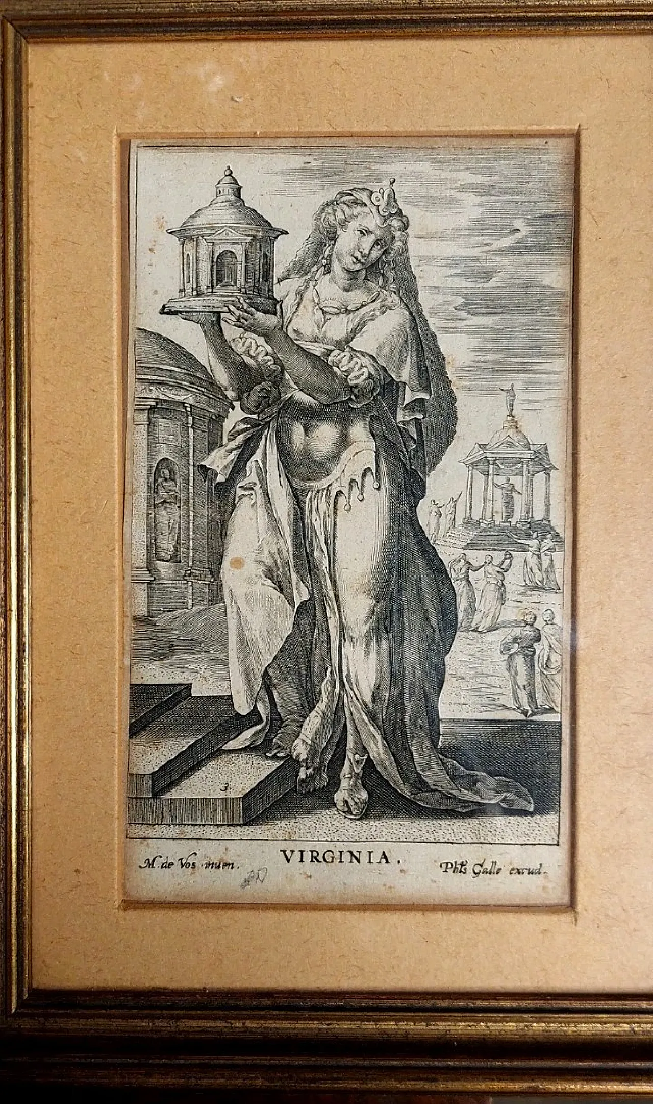 Virginia by Philip Galle, chisel engraving, 16th century 4