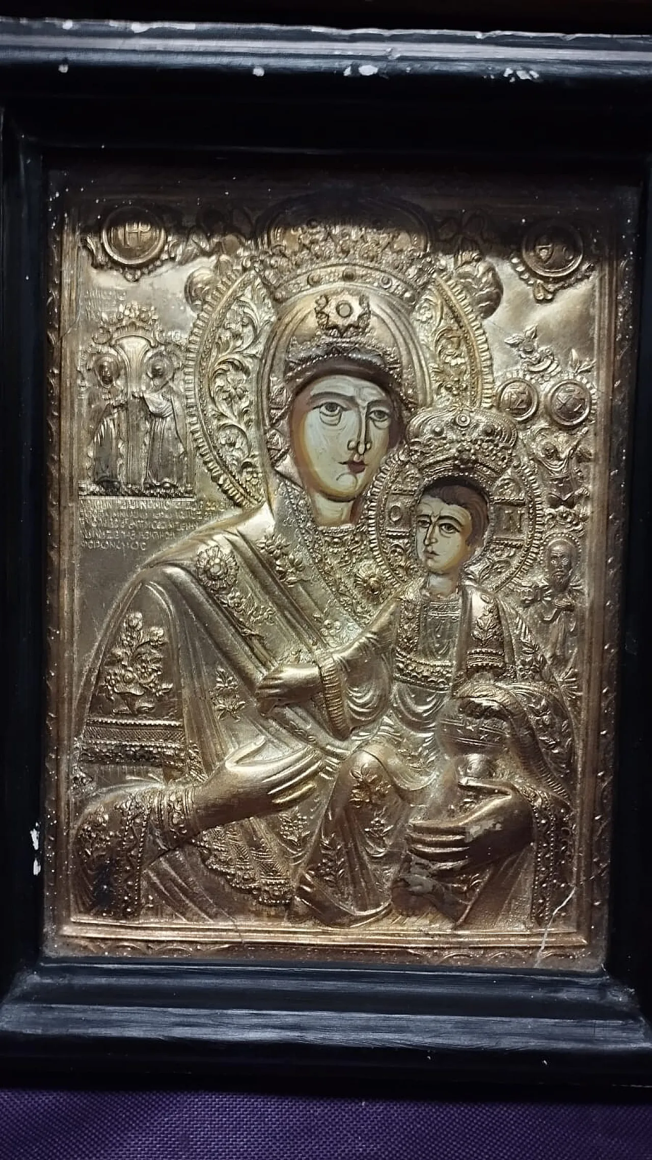 Russian icon painted gold frame, holy art, 20th century 1