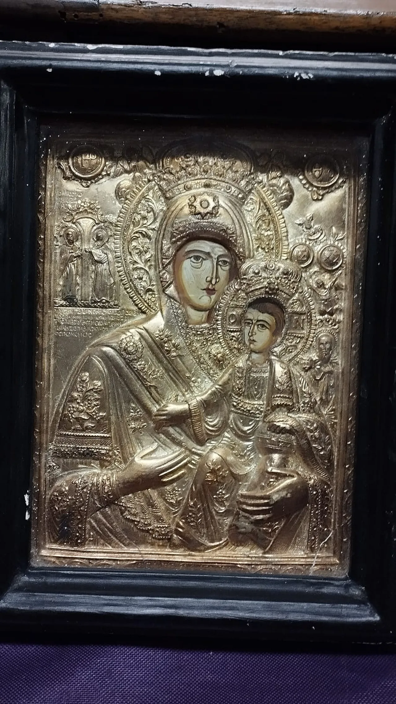 Russian icon painted gold frame, holy art, 20th century 5
