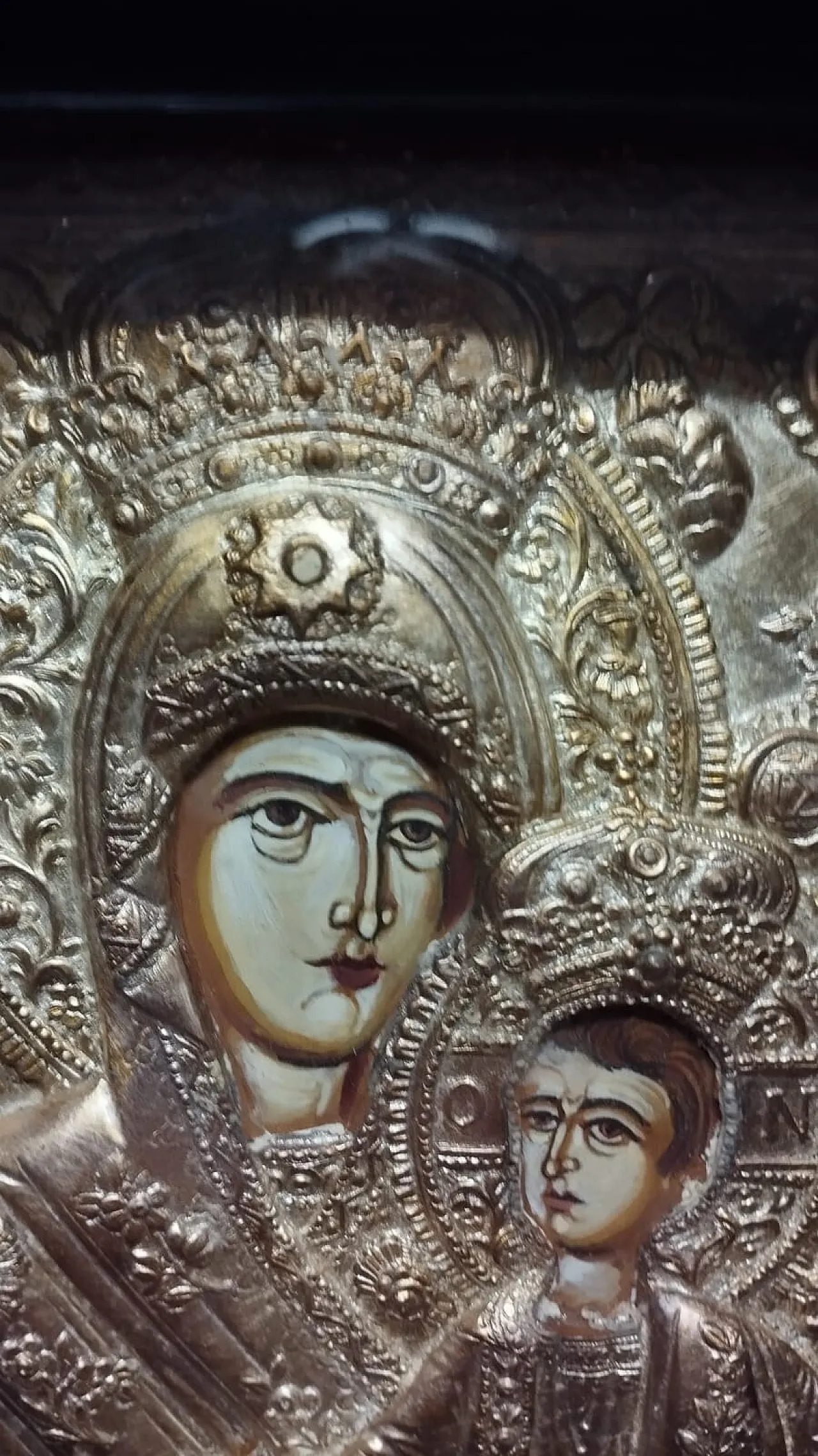 Russian icon painted gold frame, holy art, 20th century 6