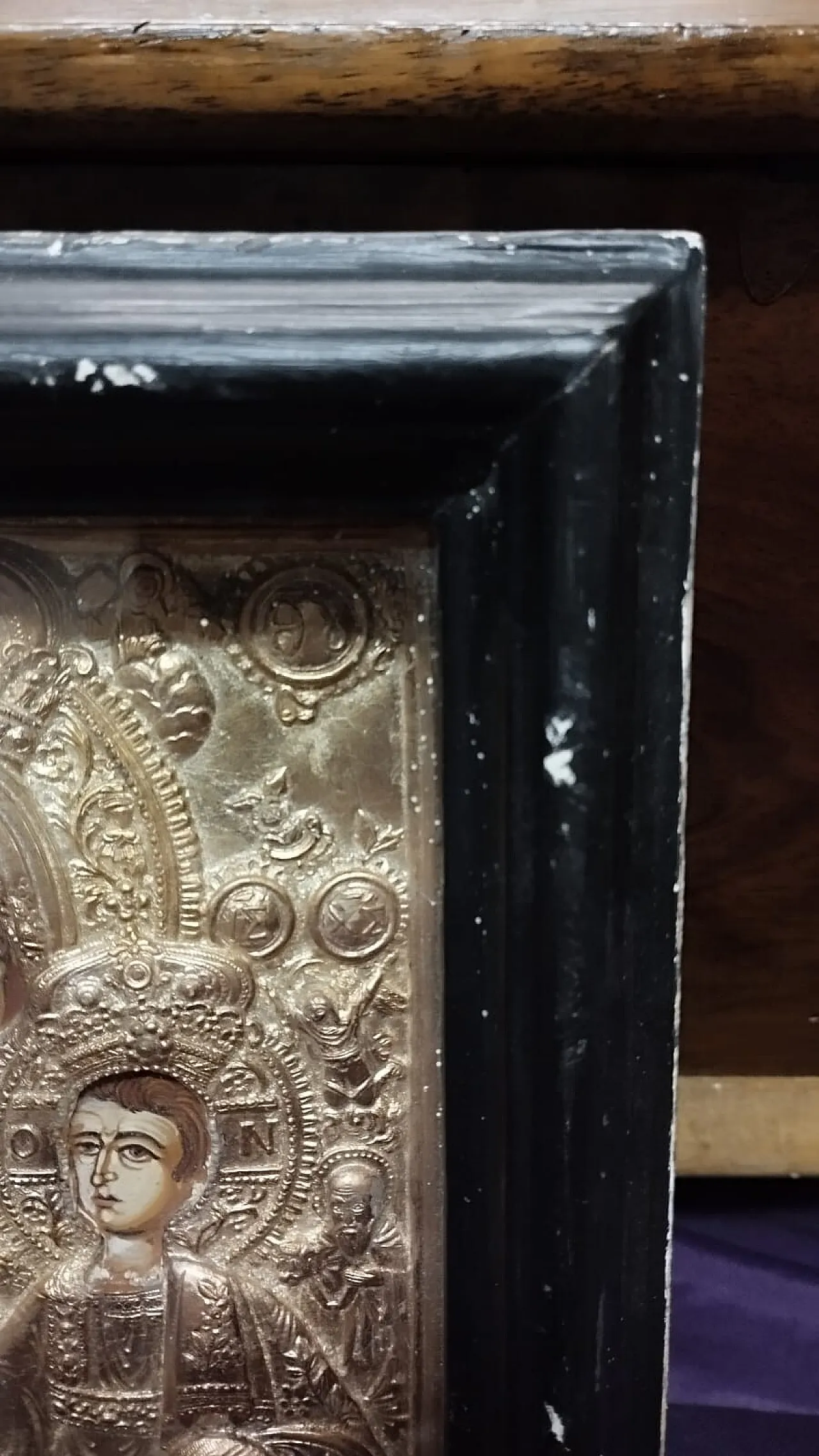 Russian icon painted gold frame, holy art, 20th century 8