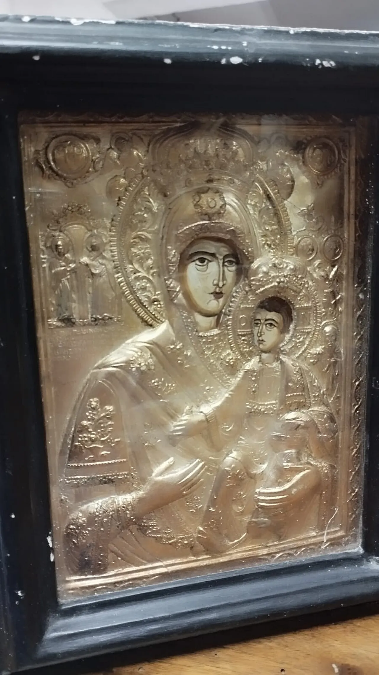 Russian icon painted gold frame, holy art, 20th century 9