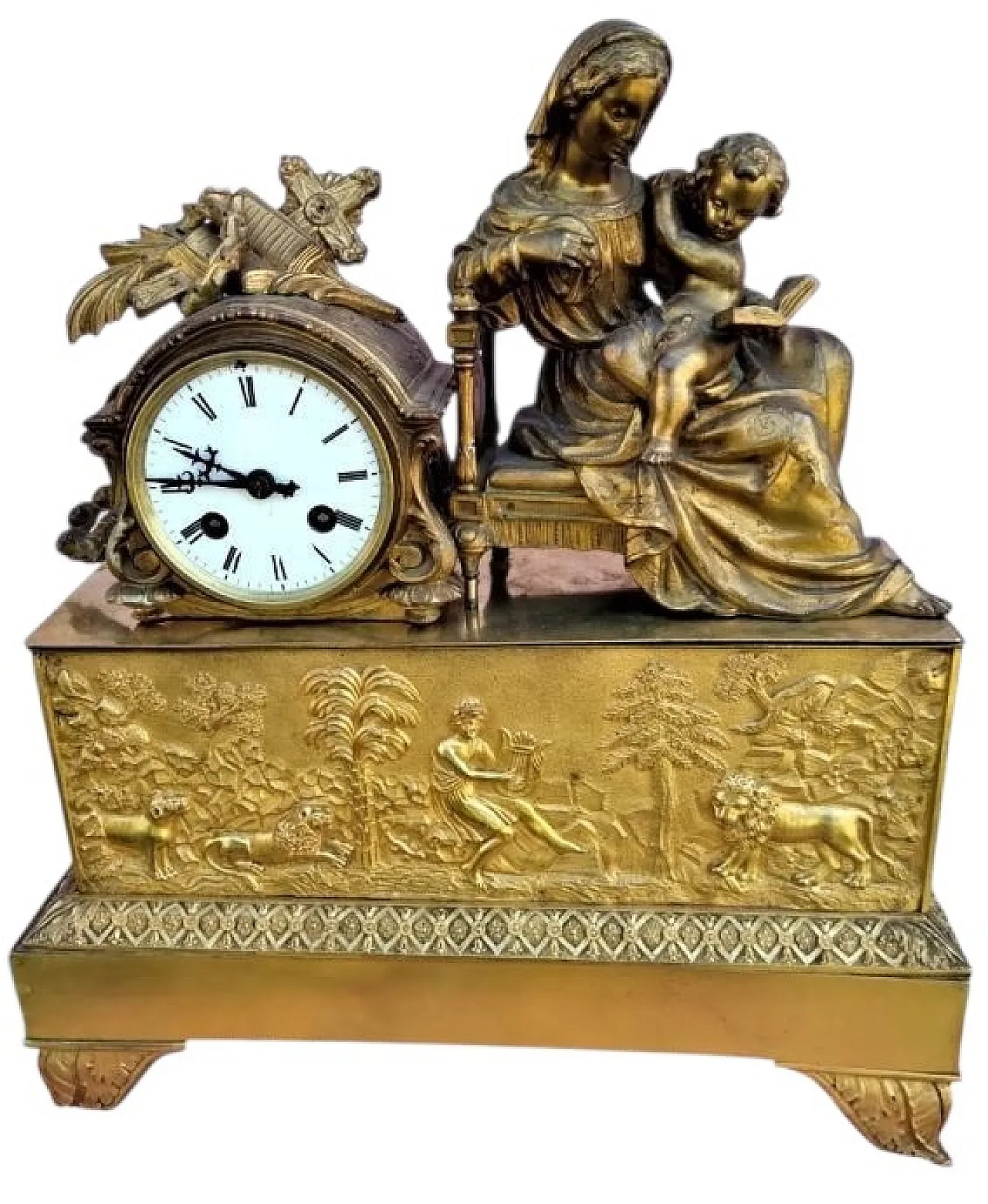 French Gilt Bronze Figural Mantel Clock, 19th Century 1