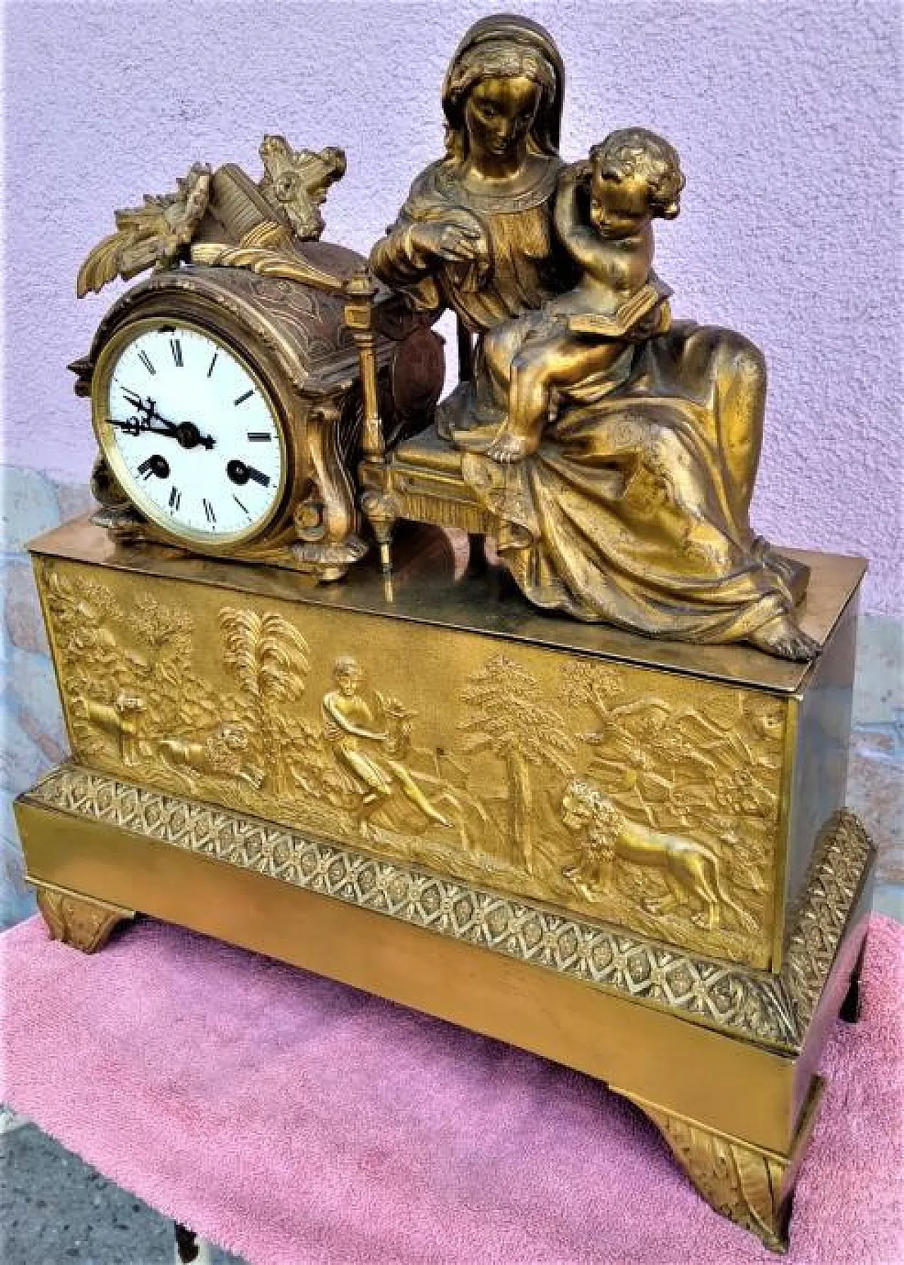 French Gilt Bronze Figural Mantel Clock, 19th Century 2