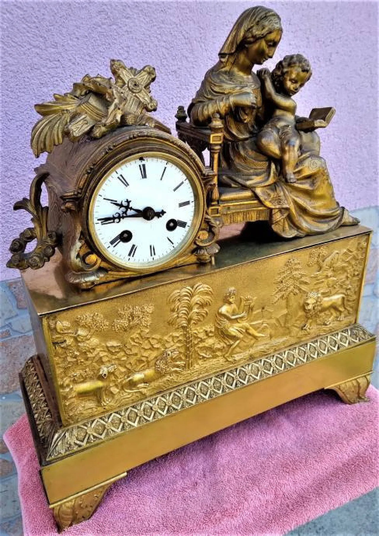 French Gilt Bronze Figural Mantel Clock, 19th Century 3