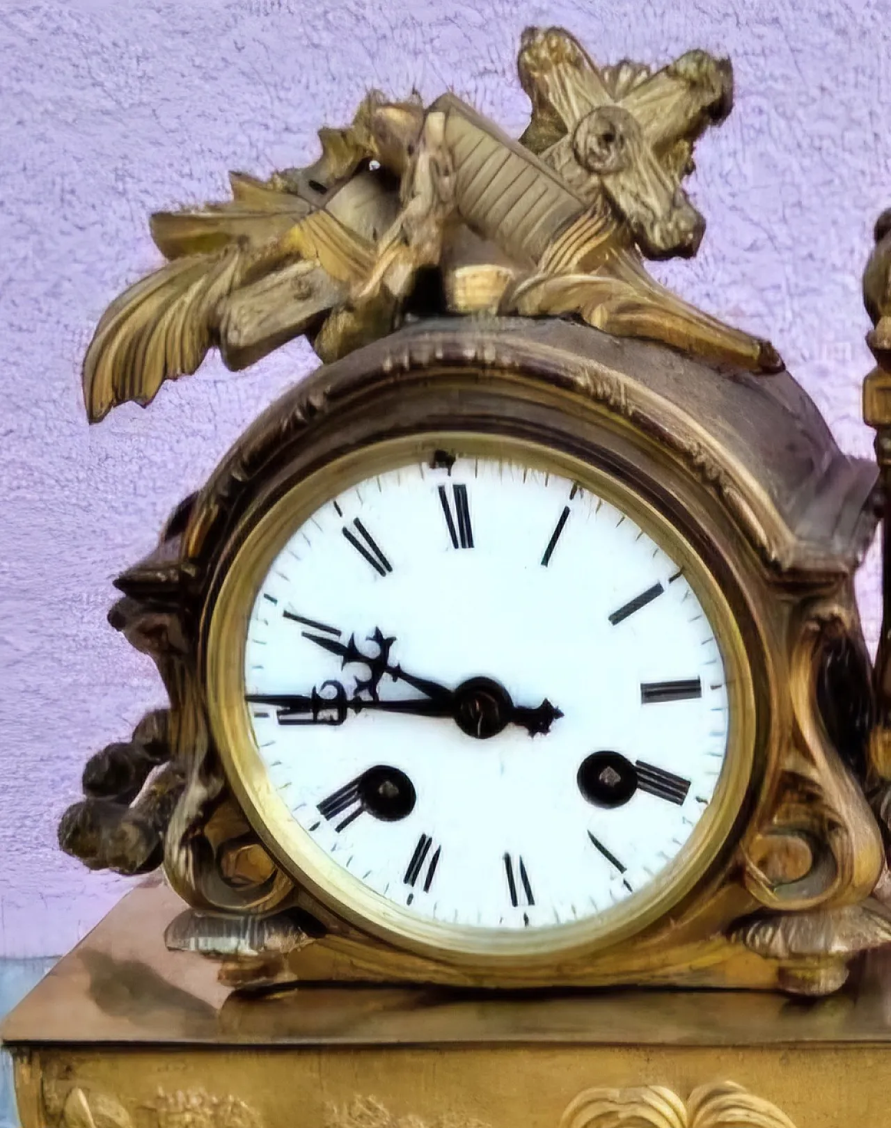 French Gilt Bronze Figural Mantel Clock, 19th Century 6