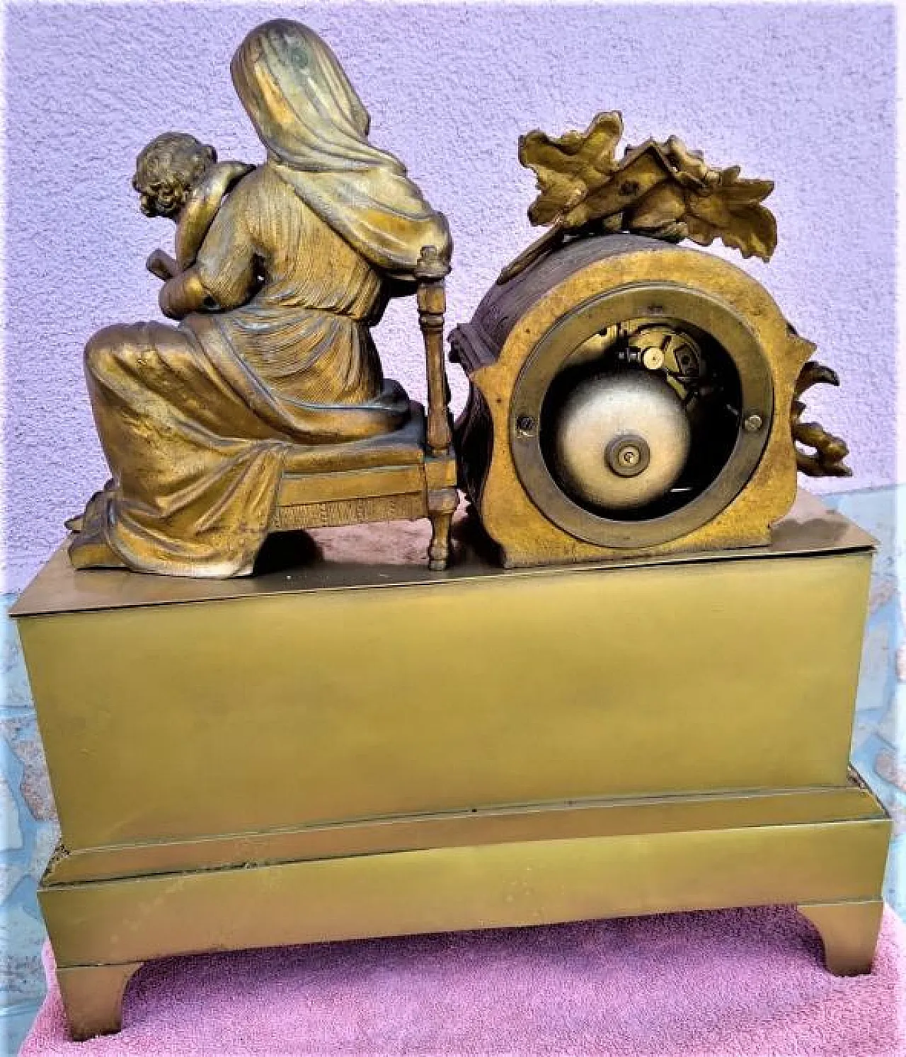 French Gilt Bronze Figural Mantel Clock, 19th Century 7