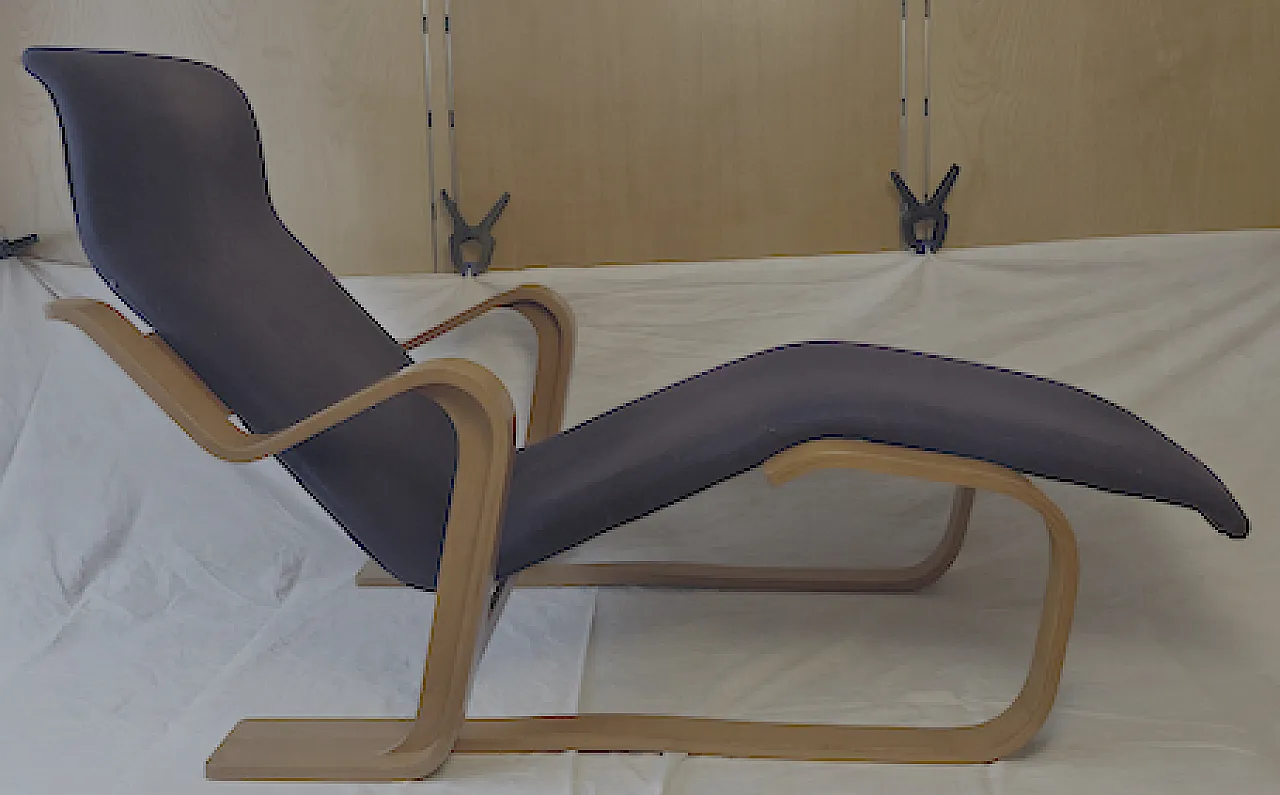 Chaise longue in curved wood, 70s 4