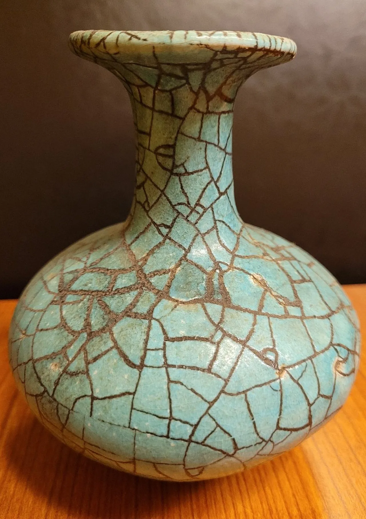 Turquoise Crackle Glazed Ceramic Vase 2