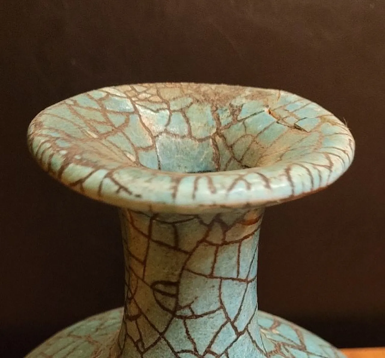 Turquoise Crackle Glazed Ceramic Vase 4