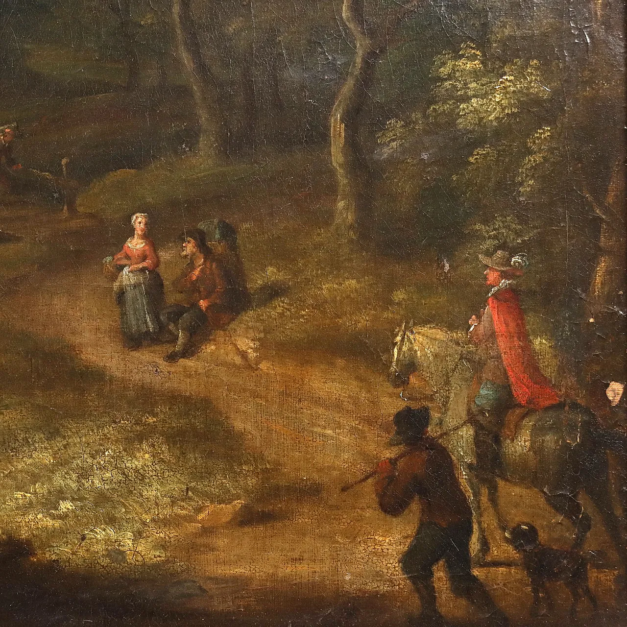 Paesaggio Fluviale con Figure, olio su tela, '600 4