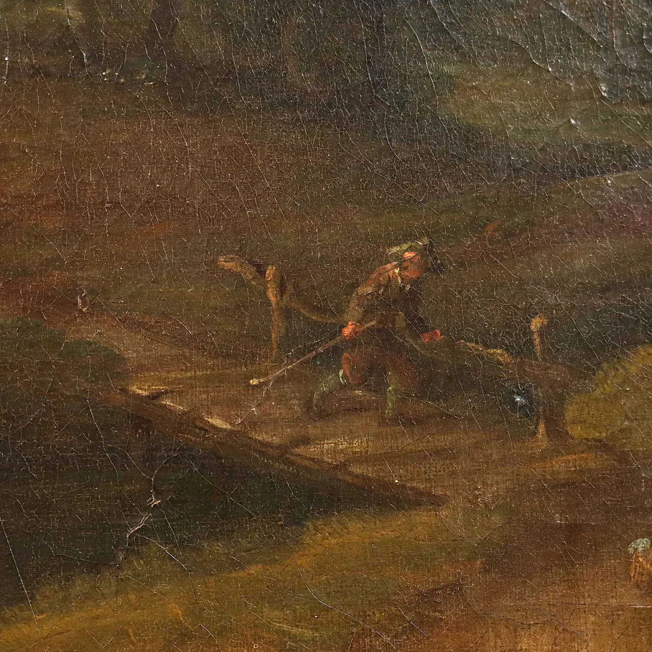 Paesaggio Fluviale con Figure, olio su tela, '600 5